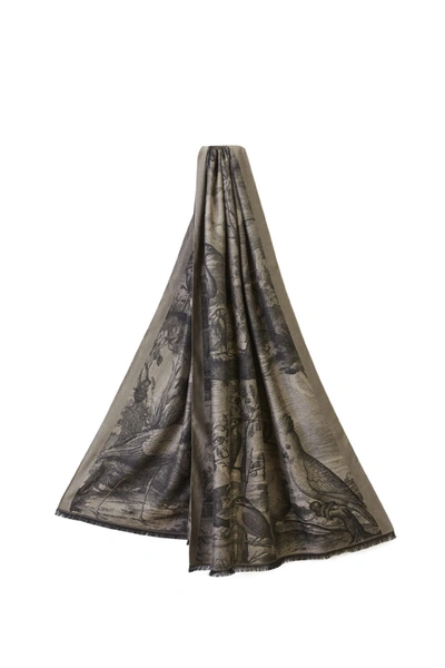 Shop Etro Silk Mix Scarf With Nature Print In Black