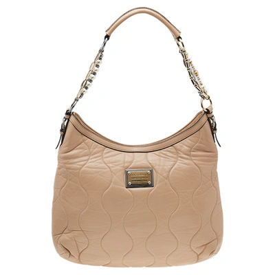Pre-owned Dolce & Gabbana Beige Leather Miss Charles Hobo