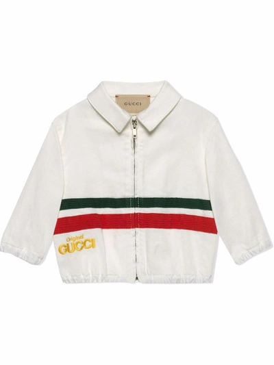 Shop Gucci Original  Denim Bomber Jacket In White