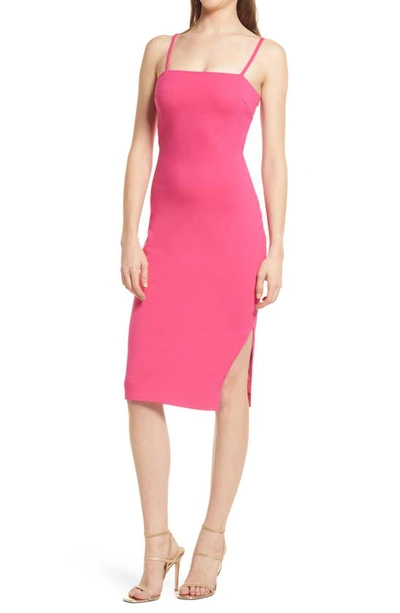Shop Lulus Paulina Square Neck Cocktail Sheath Dress In Bright Pink