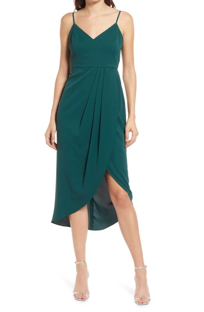 Shop Lulus Reinette V-neck Midi Dress In Dark Green