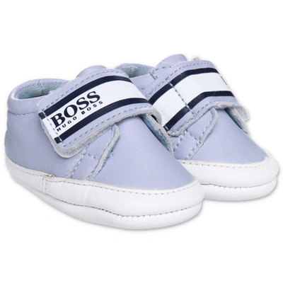 baden Situatie klink Hugo Boss Babies' Pale Blue Logo-print Leather Shoes 1-18 Months 1 |  ModeSens