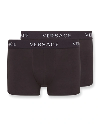 Shop Versace Men's 2-pack Long Boxer Briefs In Black