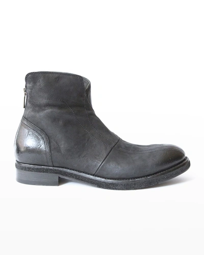Shop Jo Ghost Men's Zip Washed Leather Ankle Boots In Black