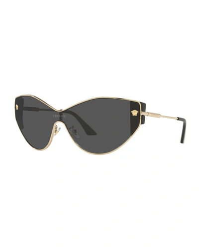 Shop Versace Medusa Metal Cat-eye Aviator Sunglasses In Gold