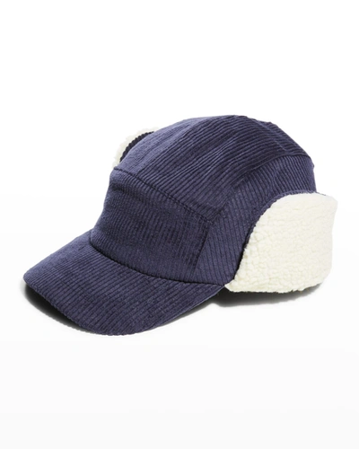 Shop Paul Smith Men's Corduroy/faux-fur Aviator Hat In 47 Blue