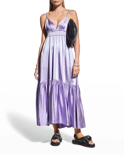 Shop A.l.c Rhodes Smocked Maxi Dress In Periwinkle