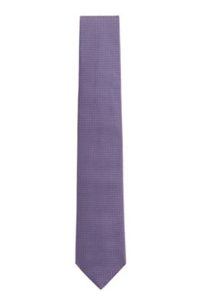 Shop Hugo Boss Patterned Tie In Silk Jacquard- Purple Men's Ties