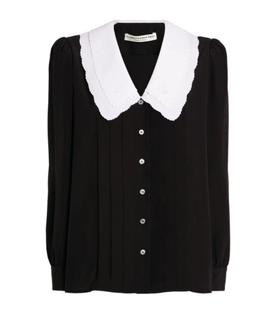 Shop Alessandra Rich Silk Embellished Blouse In Black