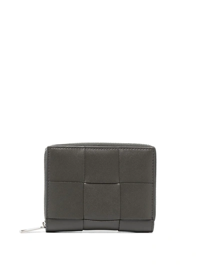 Shop Bottega Veneta Intrecciato Zipped Wallet In Grey