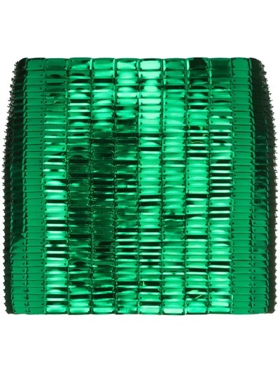Shop Attico Sequin-embellished Mini Skirt In Green