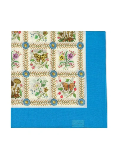 Shop Gucci Printed Lightweight Scarf In Blue