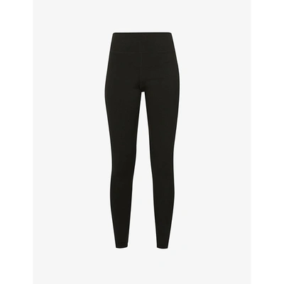 Shop More Joy Logo-print Mid-rise Stretch-recycled Polyester Leggings In Black