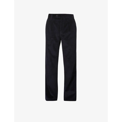 Shop Peregrine Mid-rise Corduroy Trousers In Navy