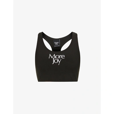 Shop More Joy Logo-print Stretch-recycled Polyester Sports Bra In Black