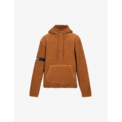 Shop Daily Paper Sherpa Captain Branded-panel Relaxed-fit Fleece Hoody In Foxtrot Brown