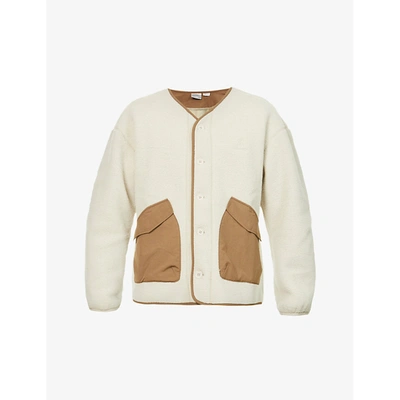 Shop Gramicci Boa Brand-embroidered Fleece Cardigan In Natural
