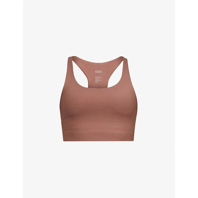 Shop Girlfriend Collective Paloma Stretch-recycled Polyester Sports Bra In Storm