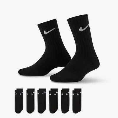 Shop Nike Dri-fit Little Kids' Crew Socks (6 Pairs) In Black