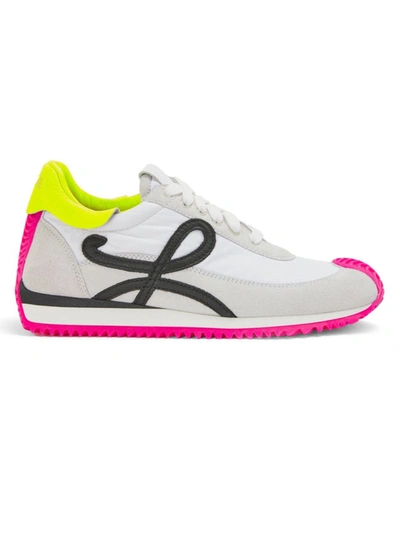 Shop Loewe Women's Flow Runner Sneakers In Soft White Neon Yellow