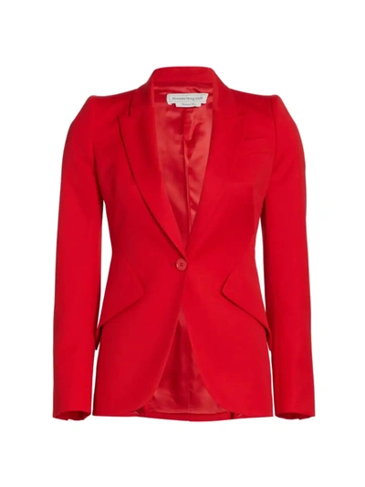Shop Alexander Mcqueen Women's One-button Blazer In Lust Red