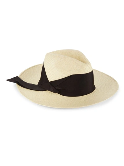 Shop Freya Women's Gardenia Straw Fedora Hat In Natural Black