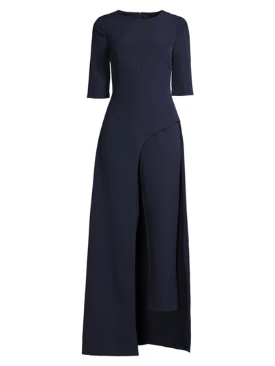 Shop Kay Unger Women's Davina Stretch-crepe Jumpsuit In Midnight