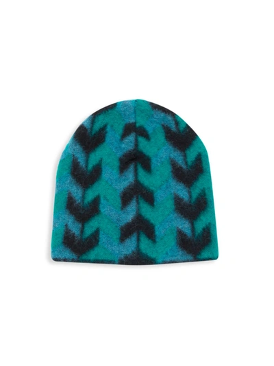 Shop Jocelyn Arrow Jacquard Brushed Alpaca-blend Hat In Teal Multi