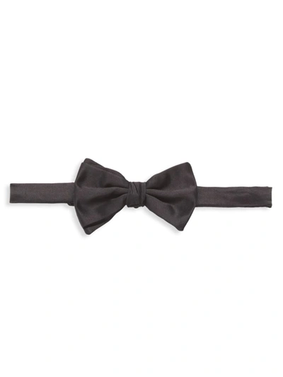 Shop Giorgio Armani Men's Pre-tied Silk Bow Tie In Solid Black