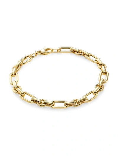 Shop Saks Fifth Avenue Women's 14k Gold Oval & Round Chainlink Bracelet In Yellow