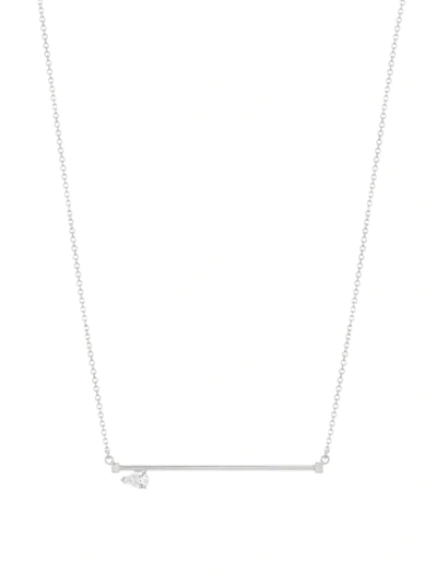 Shop Repossi Women's Serti Sur Vide 18k White Gold & 0.3 Tcw Diamond Bar Pendant Necklace