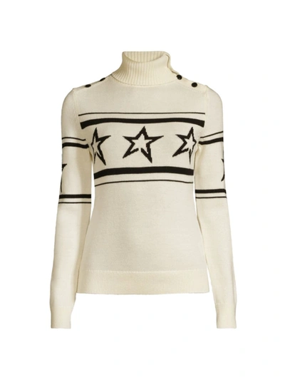 Shop Perfect Moment Women's Intarsia Knit Turtleneck Sweater In Snow White