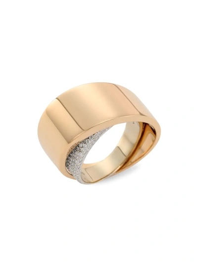 Shop Vhernier Women's Tourbillon Two-tone 18k Gold & Diamond Midi Ring In Rose Gold