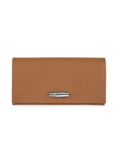 Shop Longchamp Women's Roseau Leather Continental Wallet In Natural