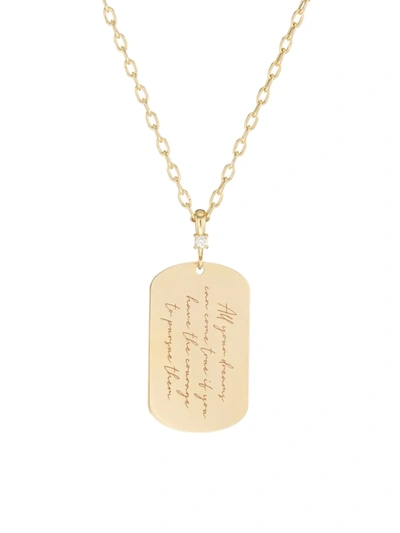 Shop Zoë Chicco Women's Mantra 14k Gold & Diamond Dog Tag Mantra Necklace In Yellow Gold