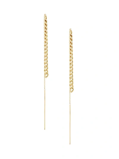 Shop Zoë Chicco Women's Heavy Metal 14k Yellow Gold Curb Chain Threader Earrings