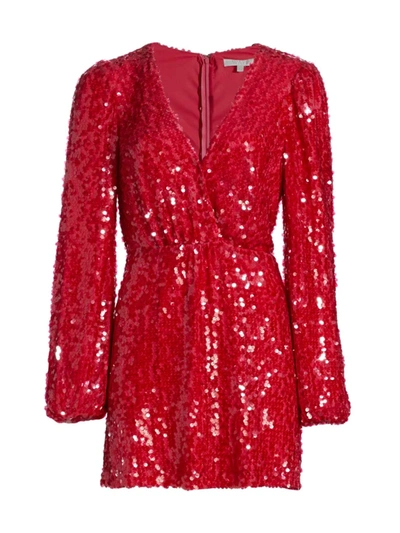 Shop Wayf Women's Carrie Sequined Mini Dress In Berry