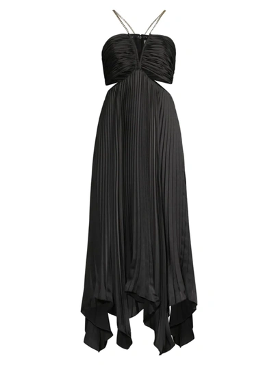Shop Aiifos Women's Evie Pleated Cutout Midi Dress In Black