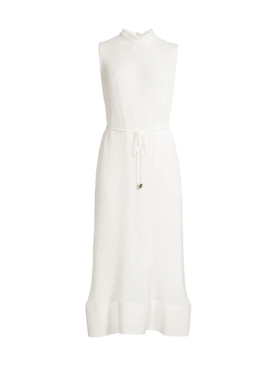 Shop Milly Women's Melina Pleated Midi Dress In White