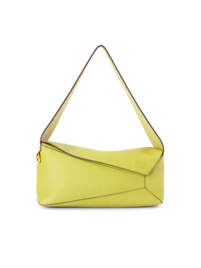 Shop Loewe Women's Puzzle Leather Hobo Bag In Lime Yellow