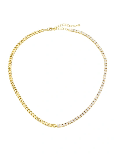 Shop Jordan Road Jewelry Women's Fall 14k Goldplated Cubic Zirconia Le Duo Necklace