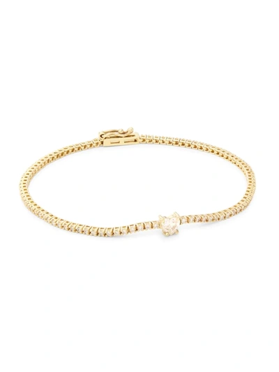 Shop Saks Fifth Avenue Women's 14k Yellow Gold & 1.07 Tcw Diamond Solitaire Heart Tennis Bracelet