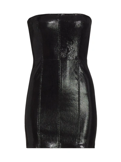 Shop Sprwmn Women's Leather Bustier Mini-dress In Glossy Black