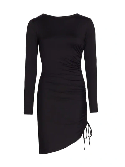 Shop Susana Monaco Women's Ruched Boatneck Mini Dress In Black