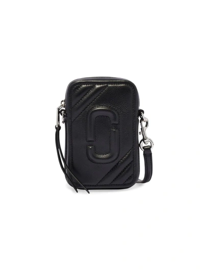 Shop Marc Jacobs Women's Logo Leather Phone Crossbody Bag In Black