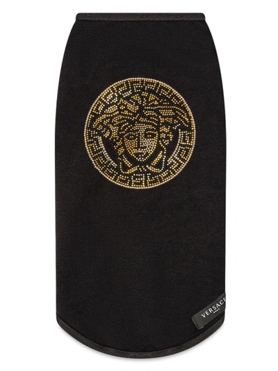 Shop Versace Jeweled La Medusa Dog T-shirt In Nero