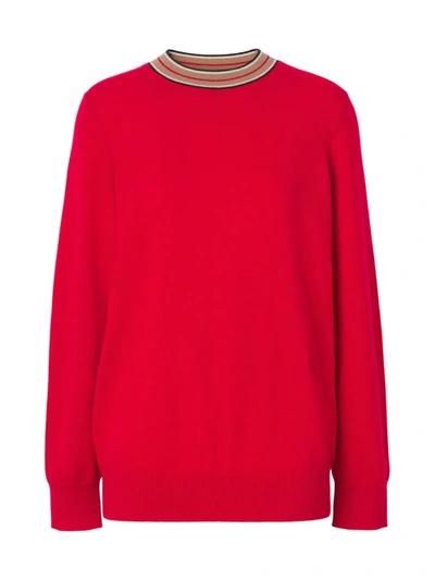Shop Burberry Women's Tilda Cashmere Pullover Sweater In Bright Red