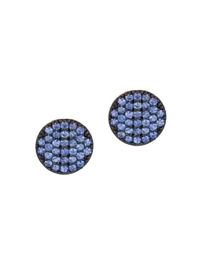 Shop Phillips House Women's Vibrant Affair Denim Mini Infinity 14k Gold & Sapphire Stud Earrings In Blue