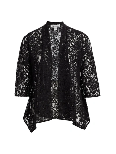 Shop Caroline Rose Women's Flora Lace Swingy Cardigan In Black