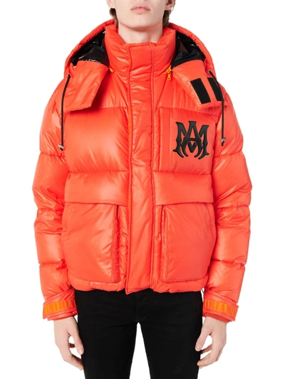 Shop Amiri Nylon Down Puffer Jacket In Orange